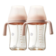 Bc babycare Sippy Cup Learner for 6+ Month Old with Nipples & Handles, Spill Proof Sippy Cup, Weighted Straw Toddler Cups, Anti-Choking Baby Cups,2 Pack Pink