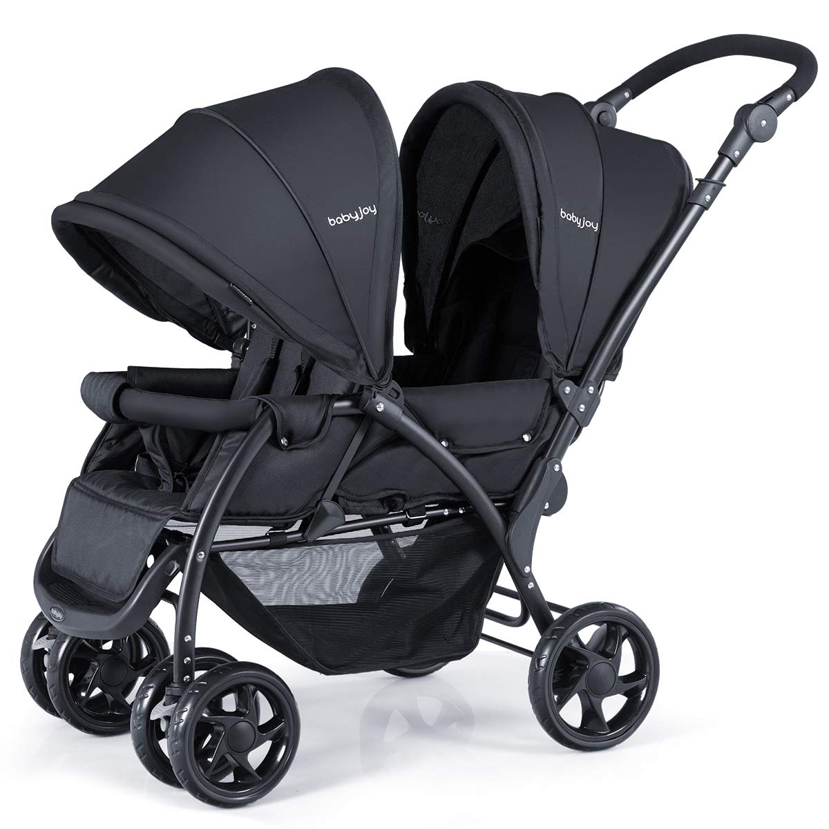 Double Stroller, Foldable Lightweight Twin Stroller with Tandem Seating