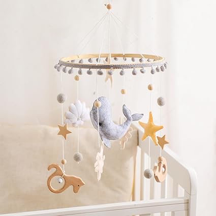 Baby Mobile for Crib Bear Cloud Crib Mobile Handmade Furry Nursery Mobile