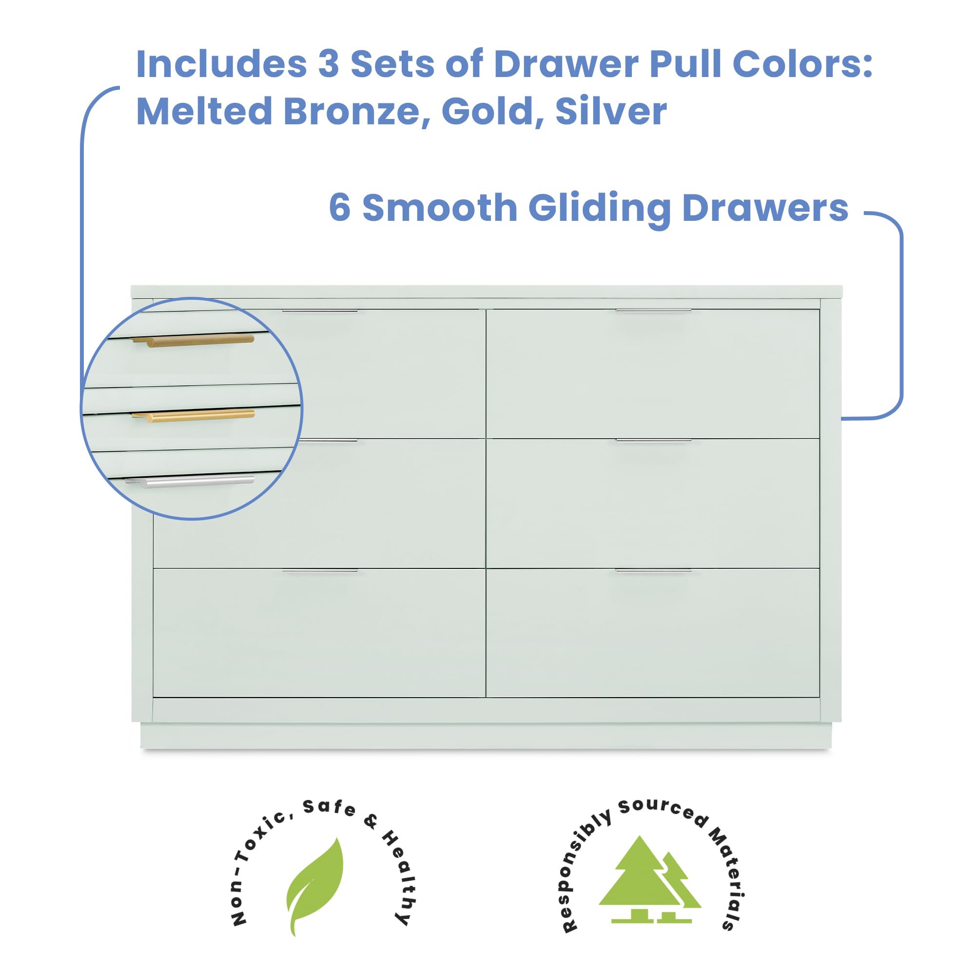 4-in-1 Convertible Crib and 6 Drawer Dresser Set