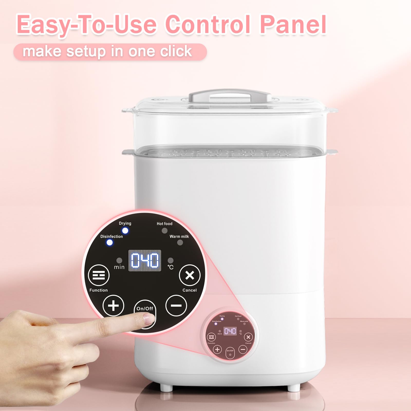 Baby Bottle Sterilizer and Dryer, 5-in-1 Large Capacity Bottle Sanitizer and Dryer