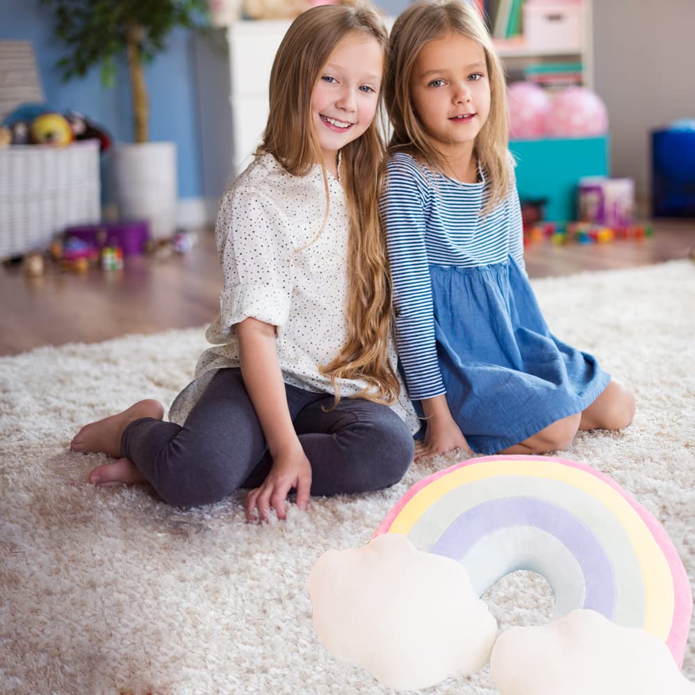 Rainbow Pillow for Girls, 21" Cloud Plush Stuffy, Cloud Shaped Throw Pillow, Car Travel Plush,Rainbow Decor, Car Home Decorations