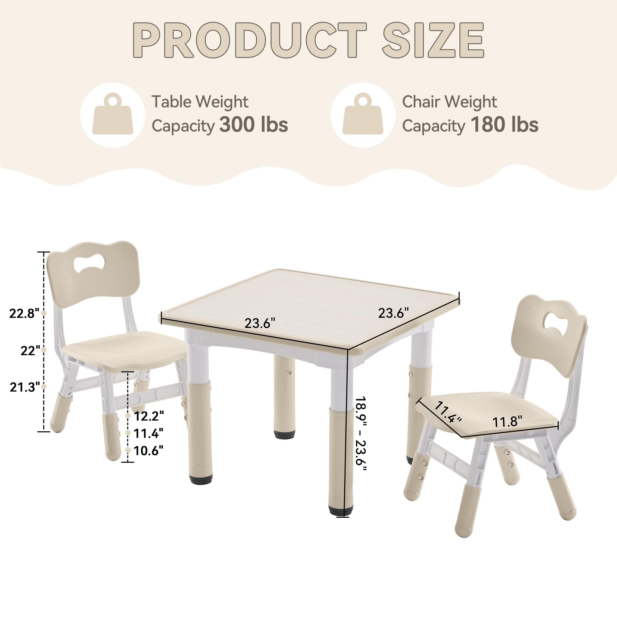 Height Adjustable Kids Table and Chair Set