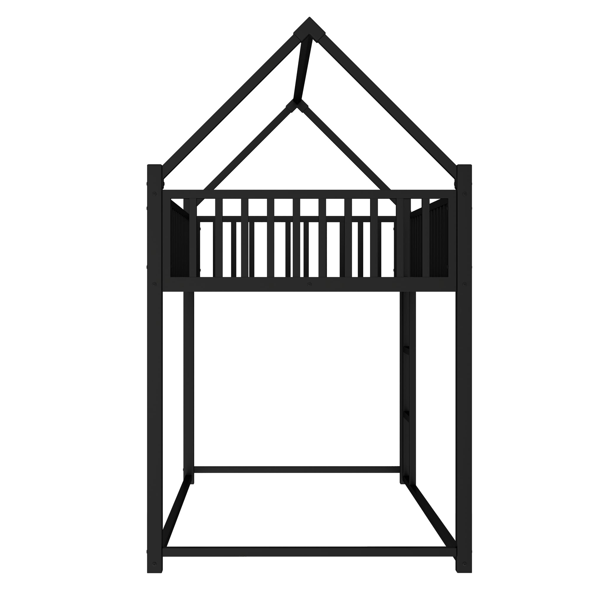 Twin Over Twin Metal House Bunk Bed with Roof