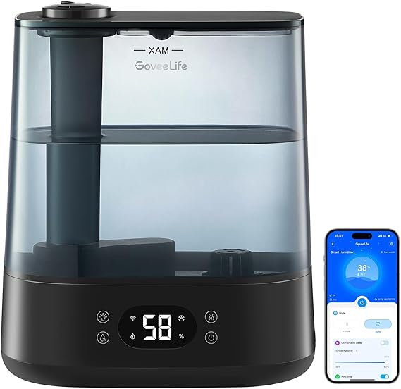 Smart Humidifiers for Bedroom, 6L Cool Mist Top Fill for Large Room