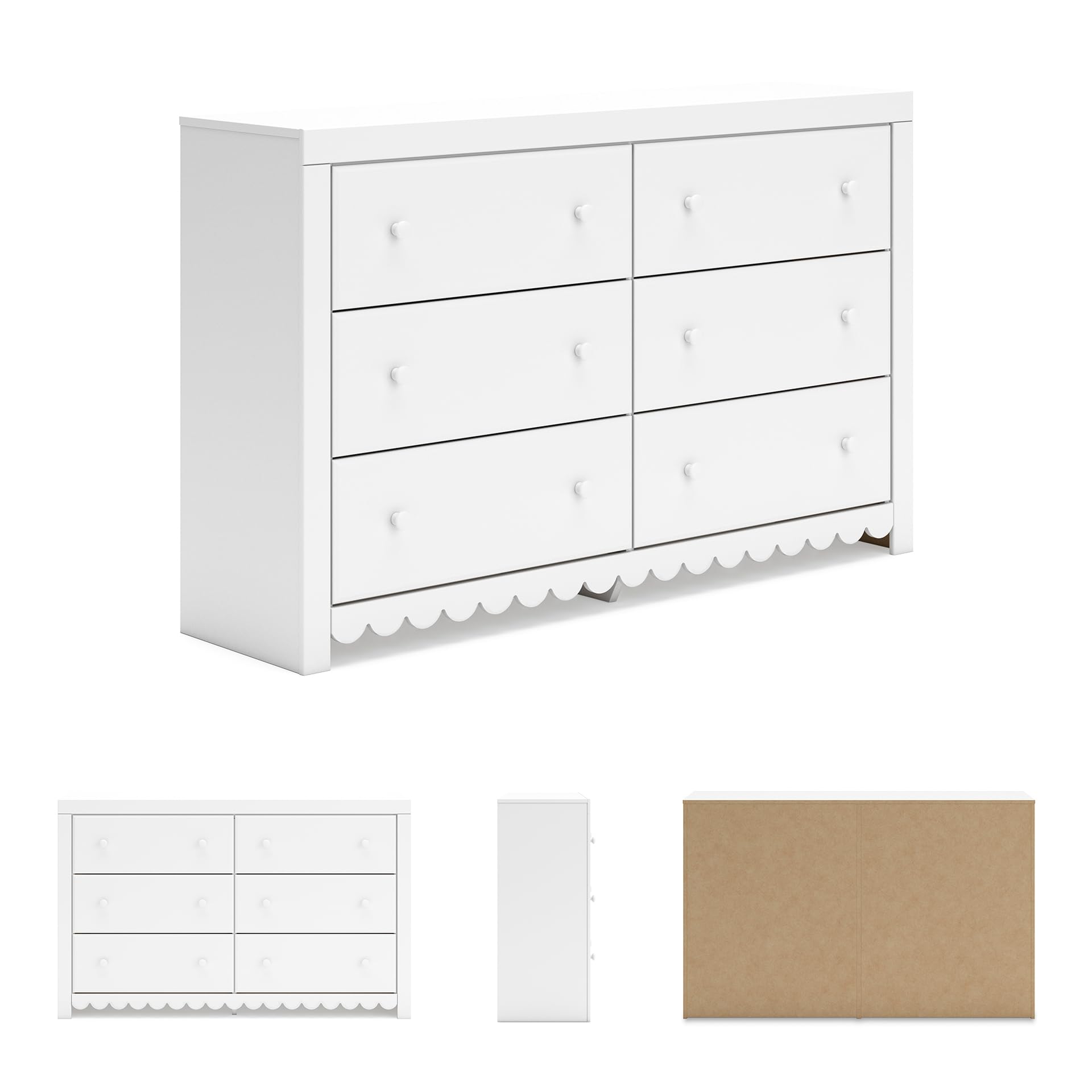 Coastal 6-Drawer Dresser with Scalloped Detailing