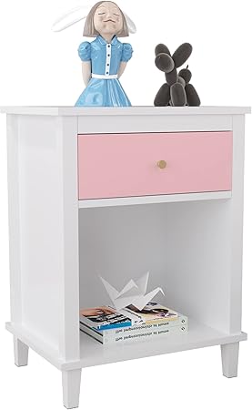 Nightstand with 1 Drawer, 26.68 Inch Bedside Furniture