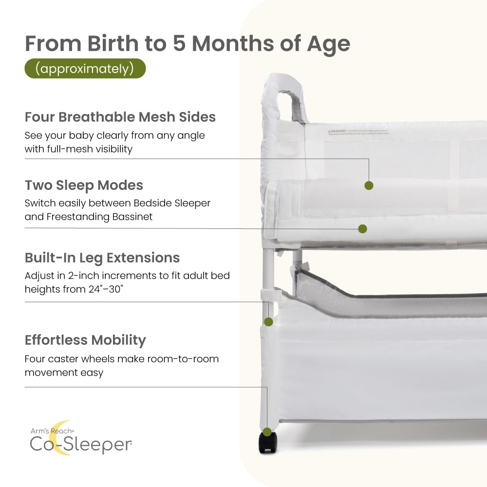 Bedside Bassinet with Mesh Panels