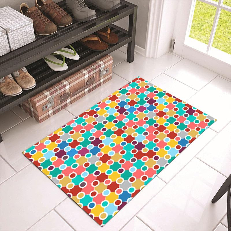 Machine Washable Rug - Polka Dot Rug for Kids Area - Colorful Soft Rug