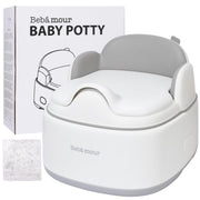 Bebamour Potty Training Toilet 3 in 1 Multi-Functional Potty Seat Detachable Baby Potty Step Stool Anti-Slip Stable Potty Training Toilet with 100 Pack Trash Bags for Baby Toddler Kids(Grey)