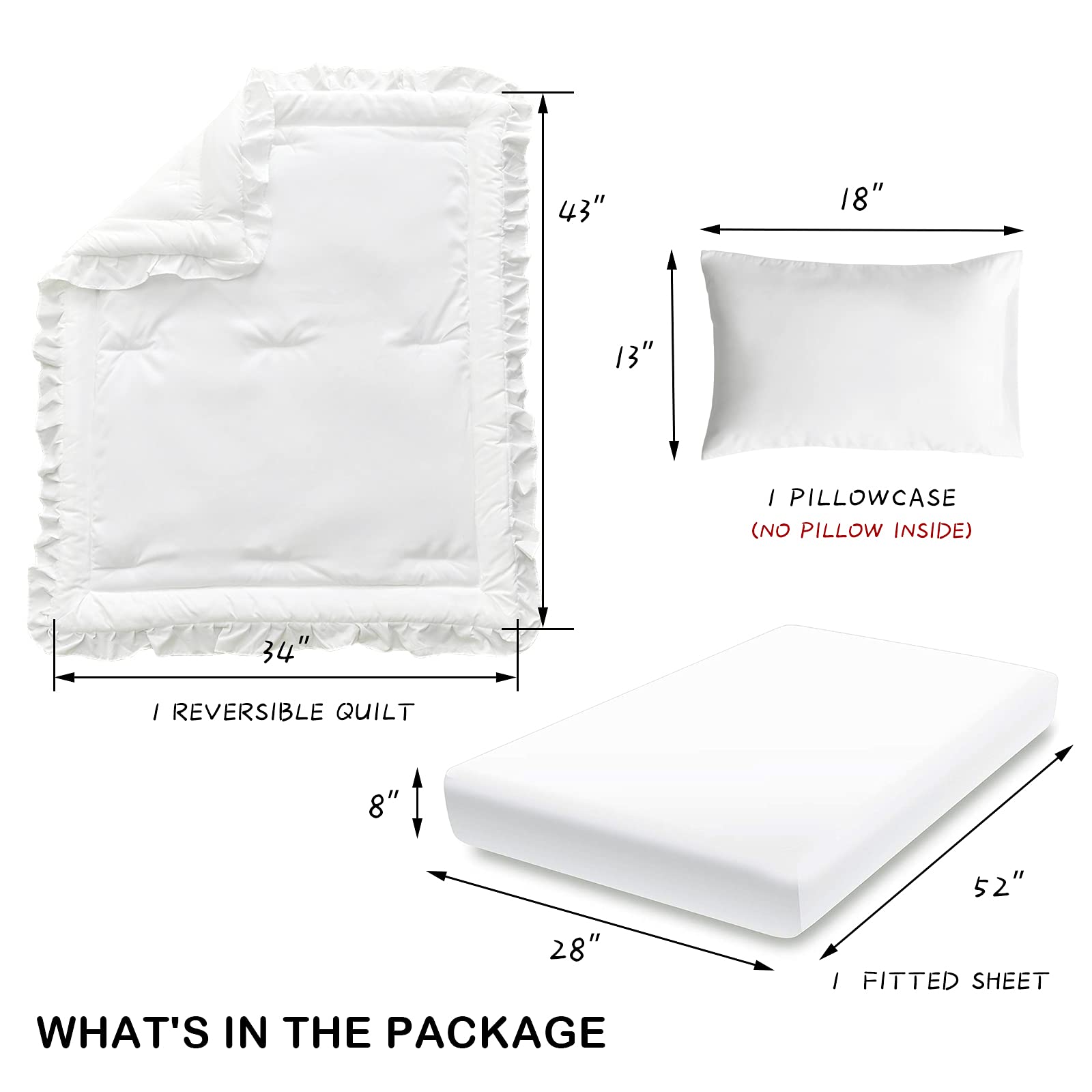 Ruffle Crib Bedding Set 3 Pieces White