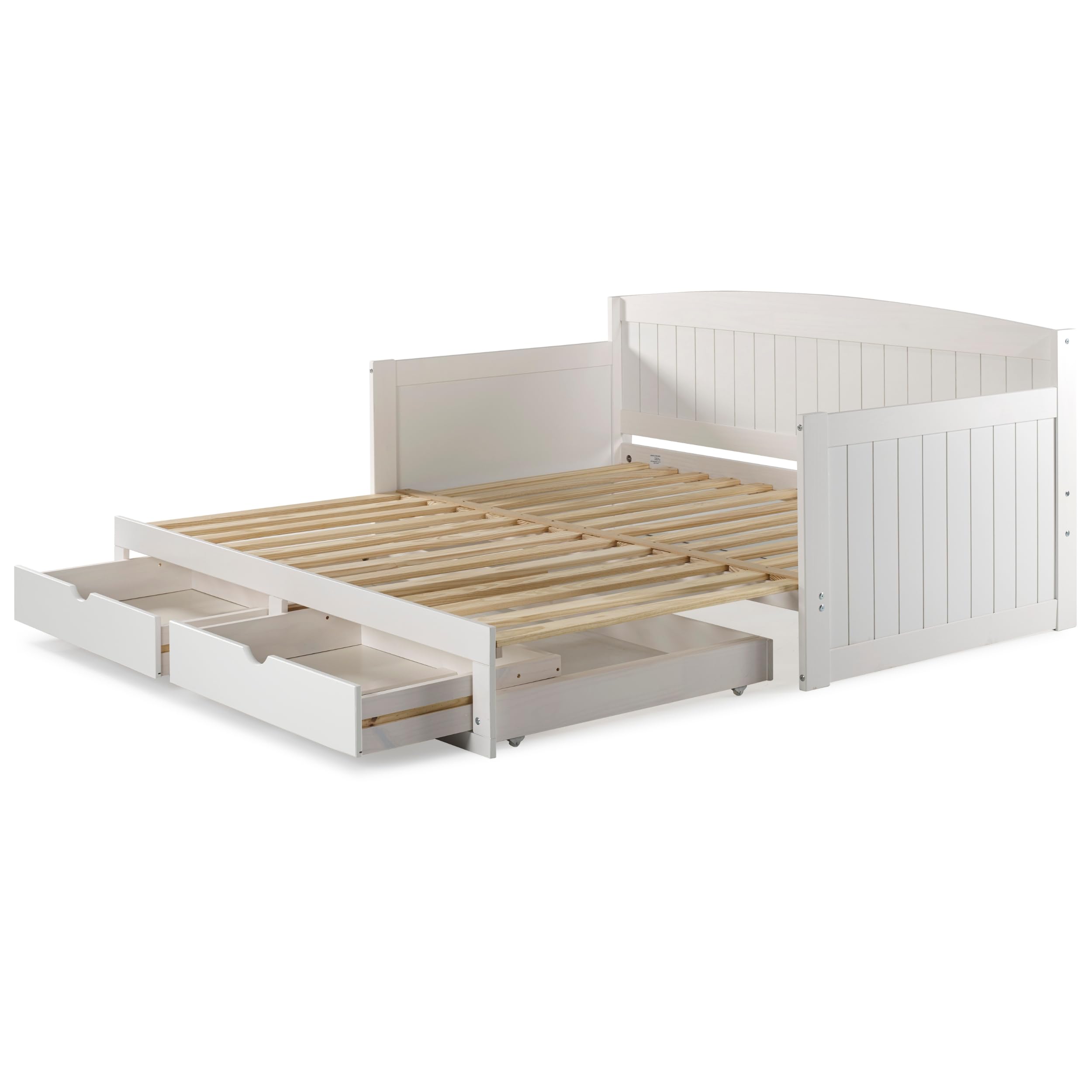 Harmony Wood Daybed, Single, White Brazilian Pine Trundle