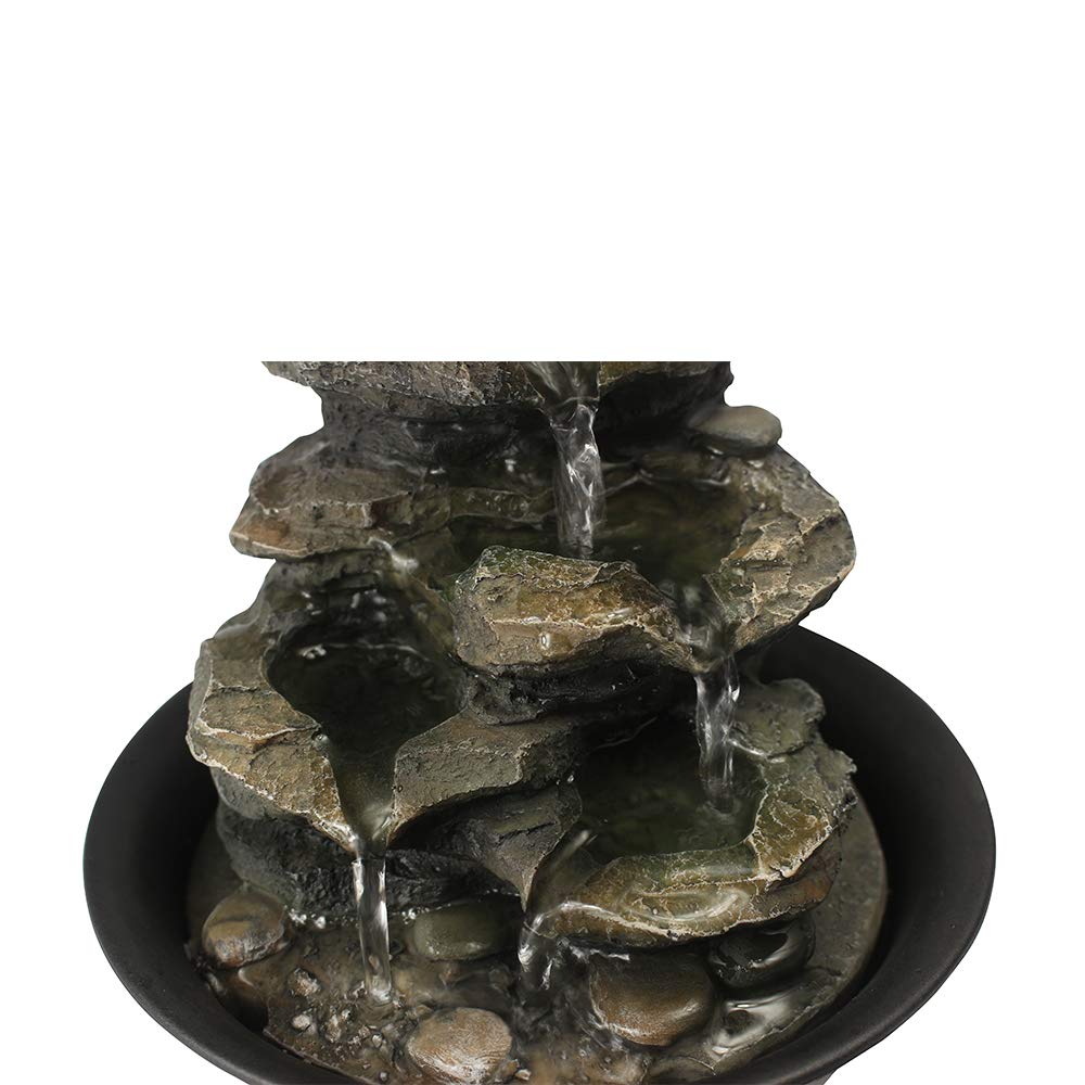 Spinning Orb Rock Cascading Tabletop Fountain, Zen Meditation Indoor