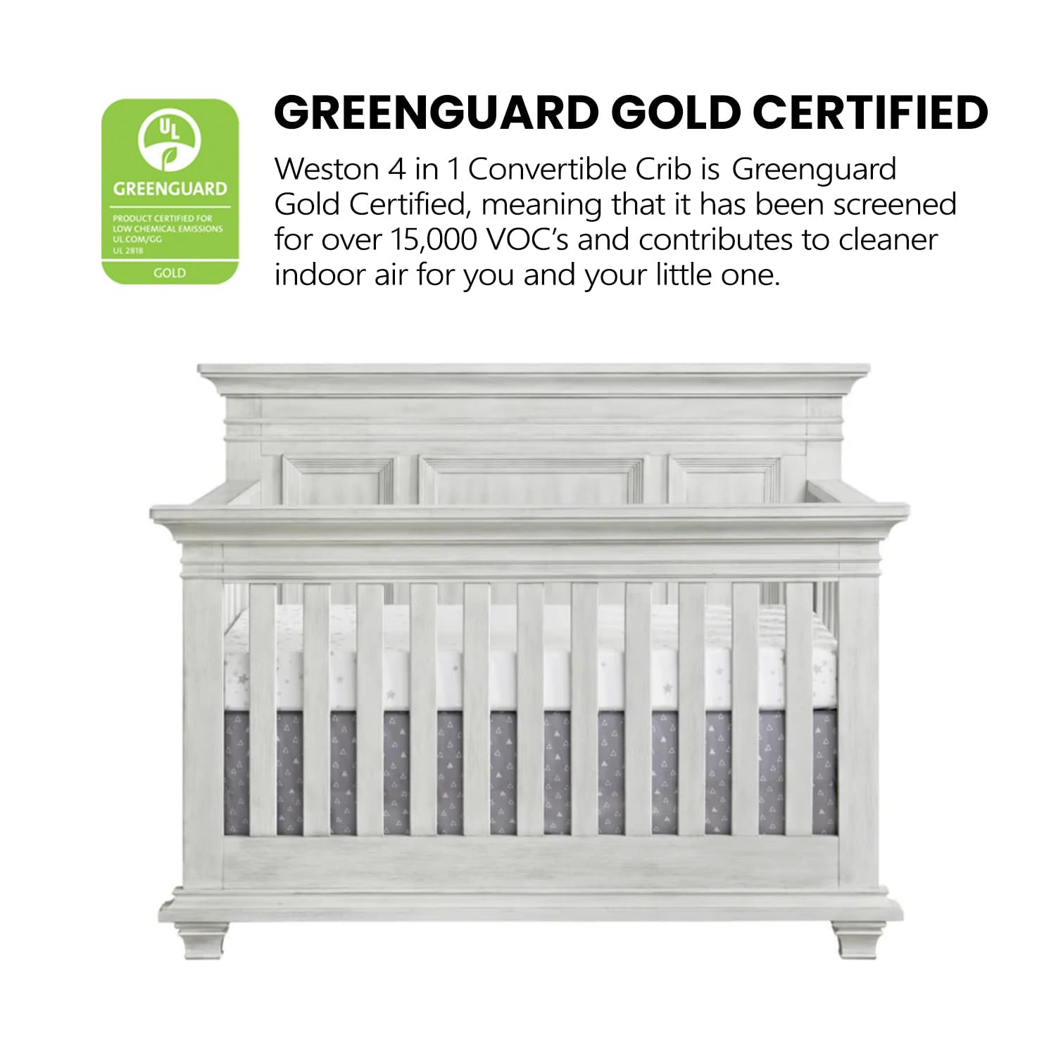 4-in-1 Convertible Crib with Toddler Bed Conversion