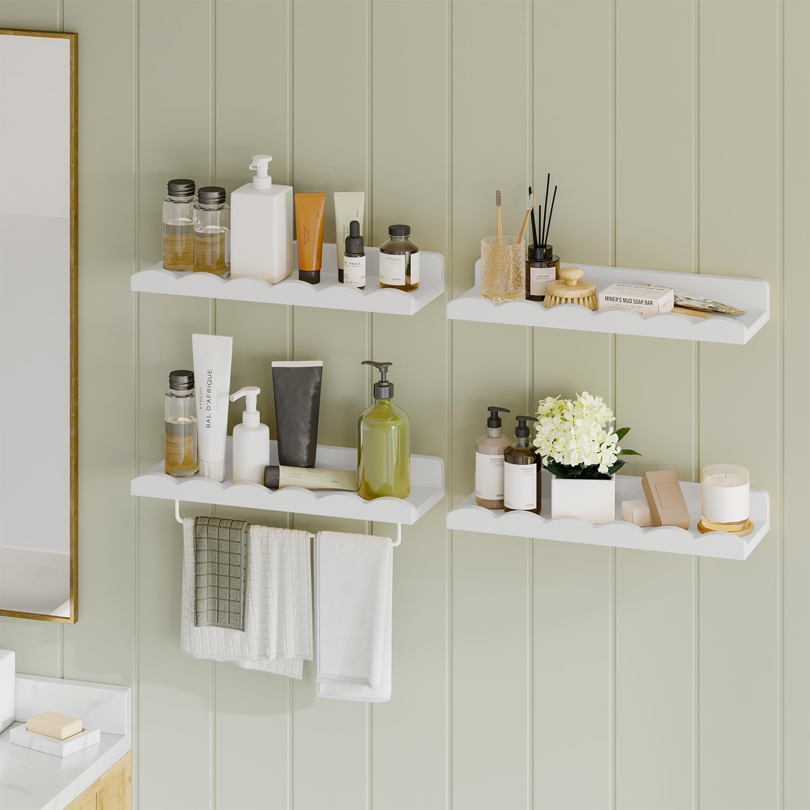 Nursery Shelves, 16.5 Inch Floating Bookshelves for Wall Set of 4