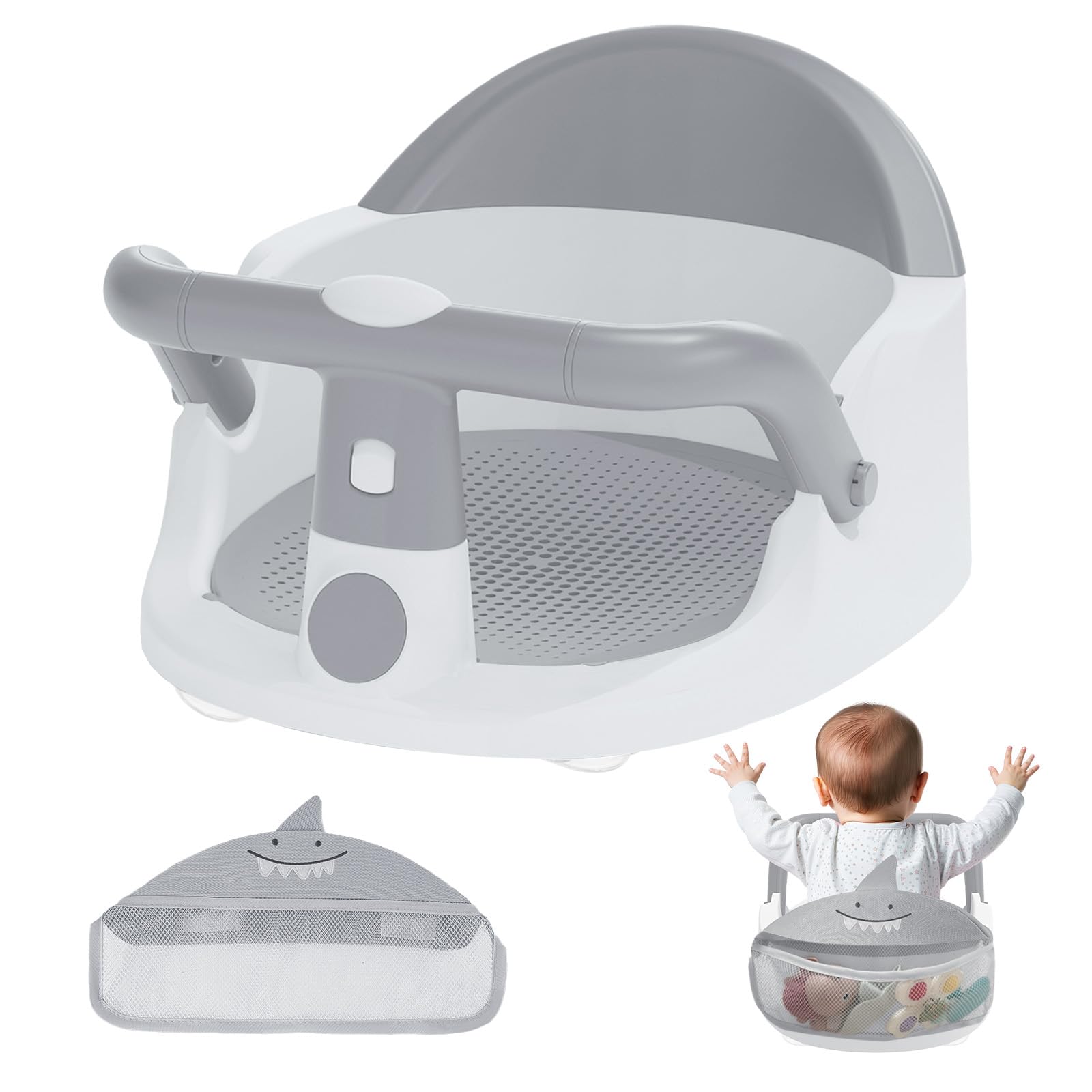 Baby Bath Seat - for Babies 6 Months & Up Sitting Up with Storage Bag