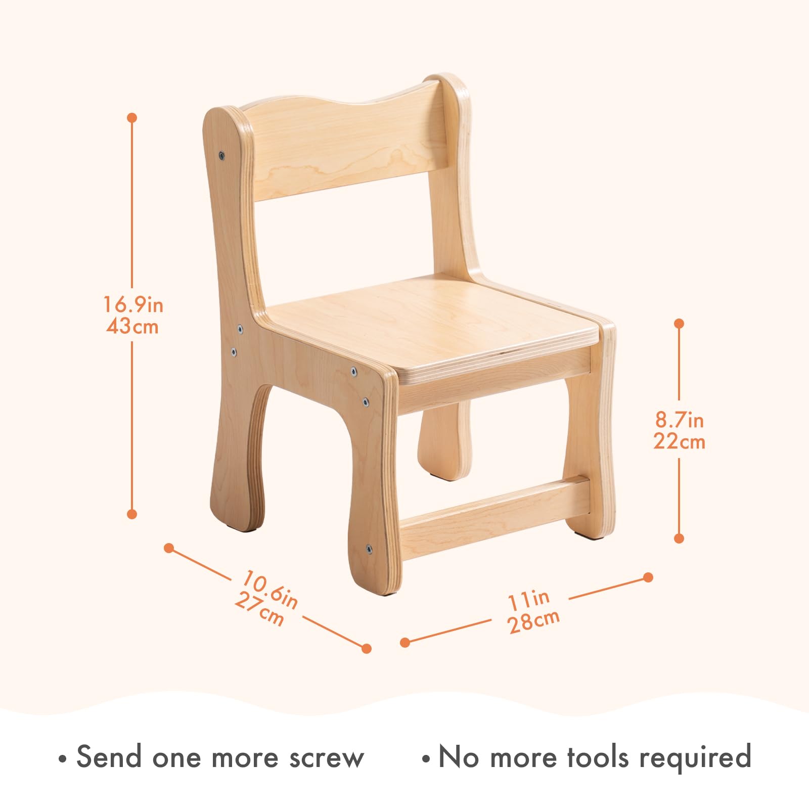 Wooden Toddler Chair Set of 2 - Sturdy Kids Chairs for Ages 3+