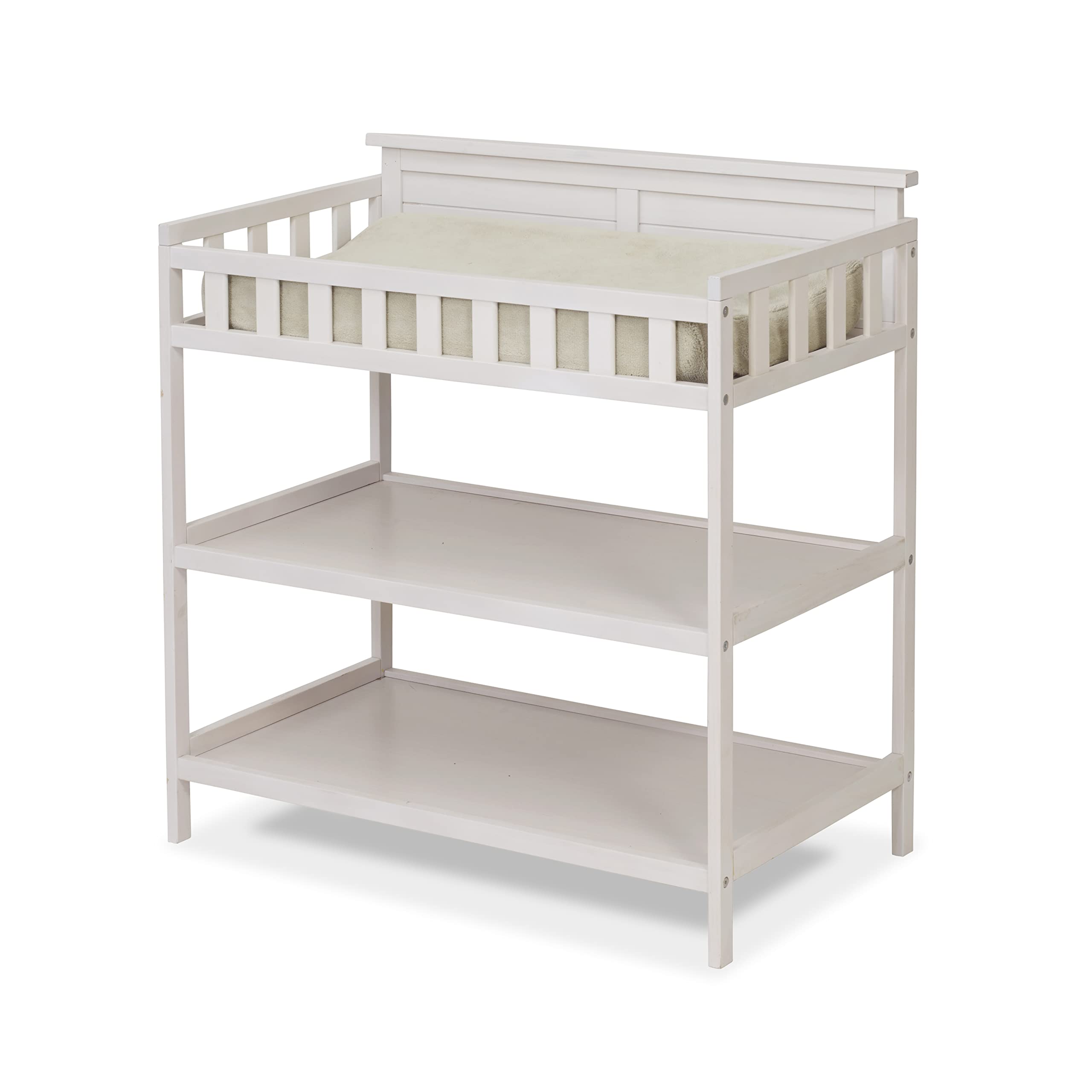 Furniture Farmhouse White Changing Table and Changing Pad