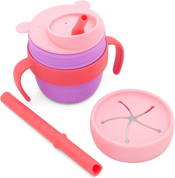 Easy Learn Drink and Snack Set – Baby + Toddler Silicone Learning Cup & Snack Set