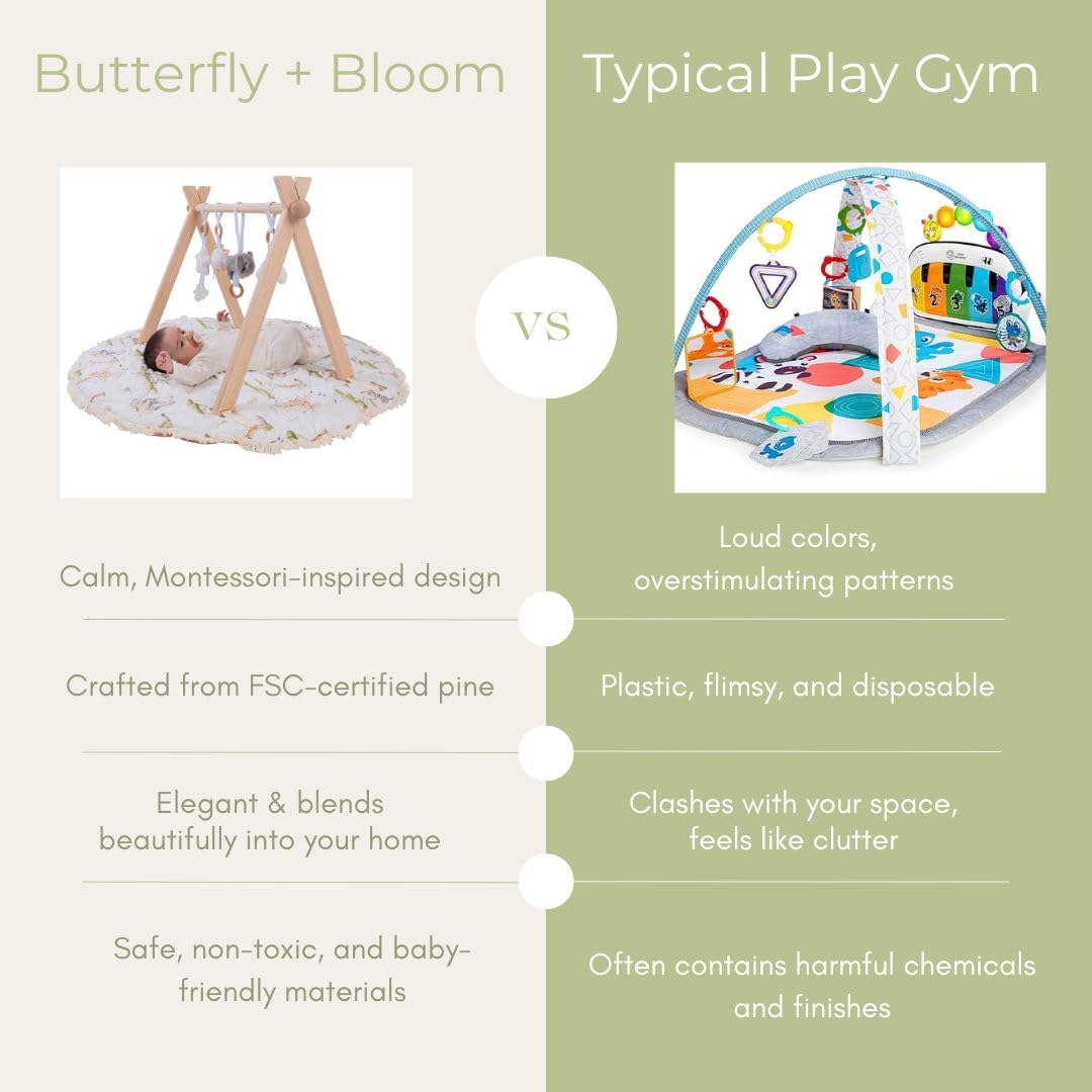 Wooden Baby Play Gym with Washable Mat