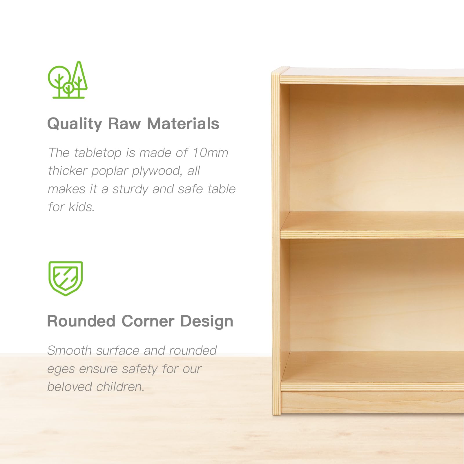 2-Tier Wooden Montessori Storage Shelf for Kids