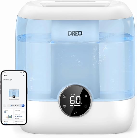 Smart Humidifiers for Bedroom, 6L Top Fill Supersized Cool Mist Humidifier