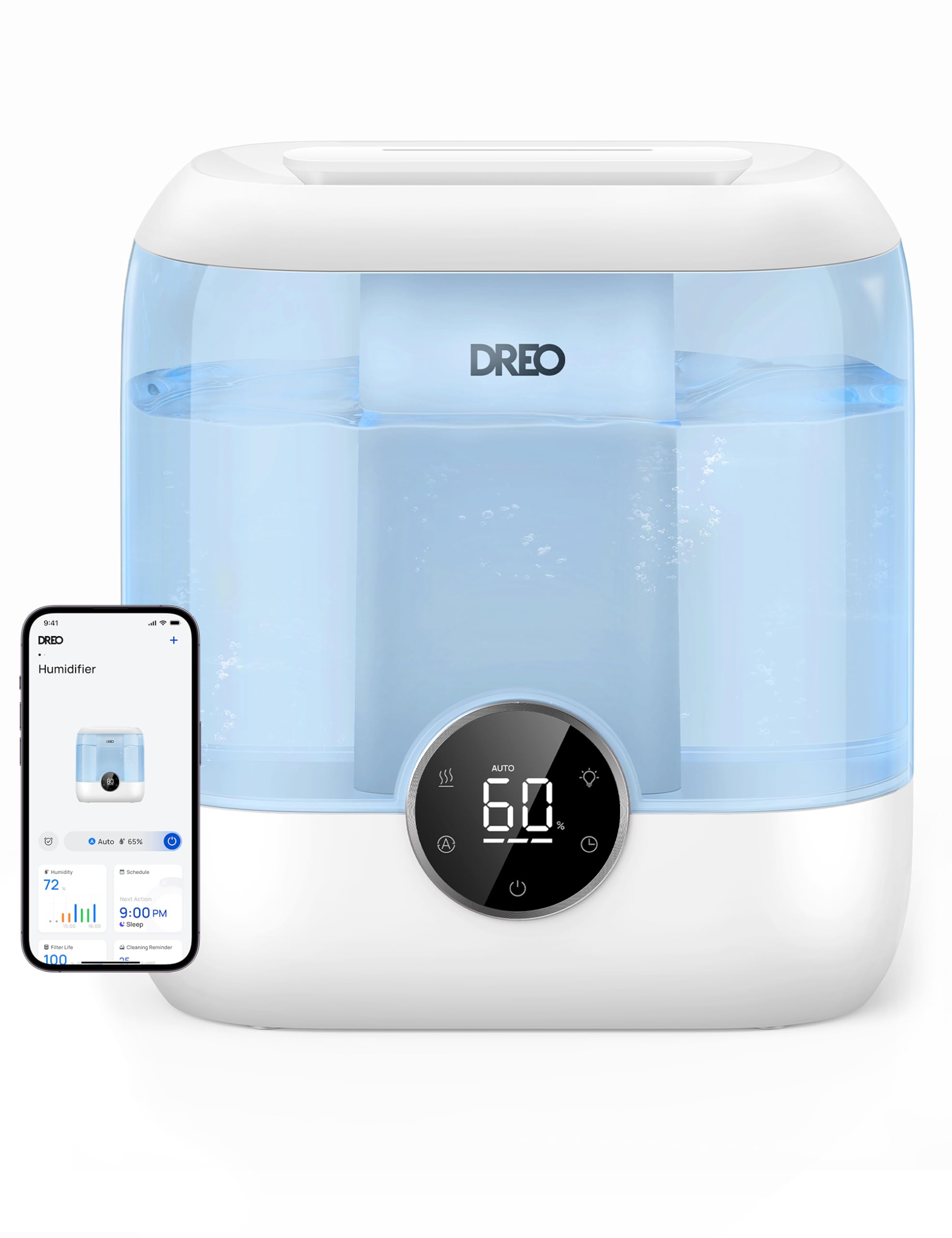 Smart Humidifiers for Bedroom, 6L Top Fill Supersized Cool Mist Humidifier