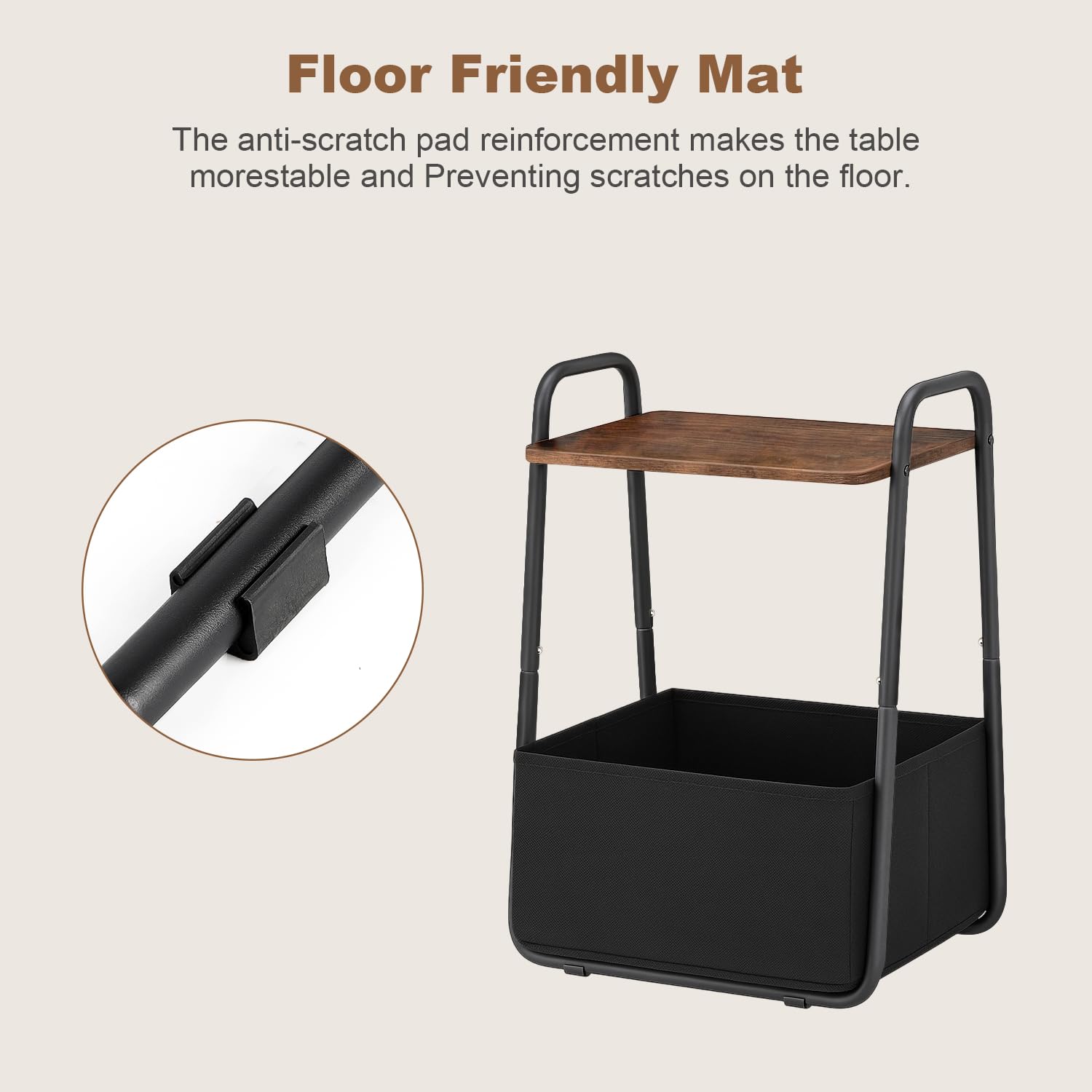 Metal Frame Nightstand with Storage Drawer
