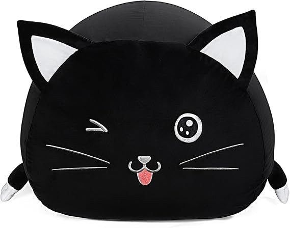 Cute Cat Bean Bag Chair for Kids, Pink Stuffed Animal Storage Beanbag