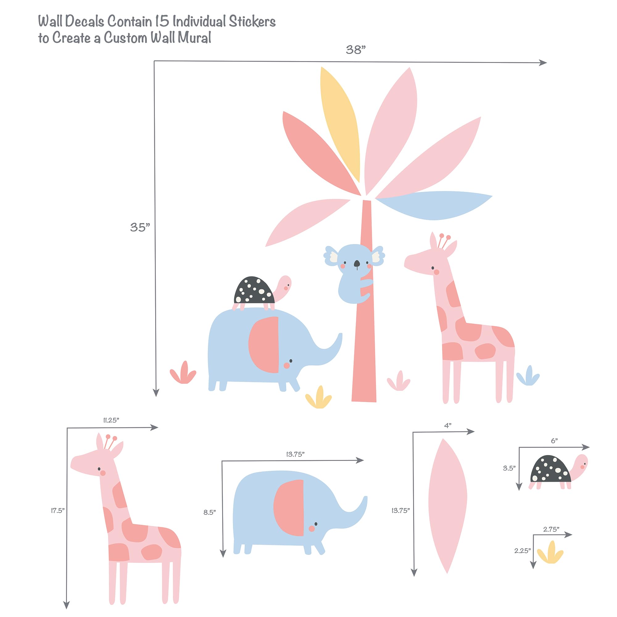 5-Piece Crib Bedding Set - Pastel Safari Animals