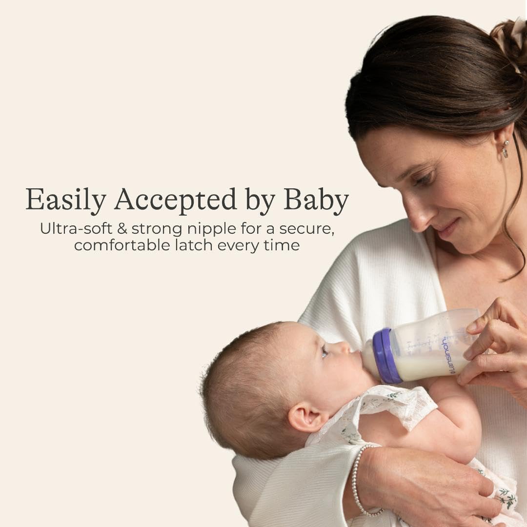 Anti-Colic Baby Bottles for Breastfeeding Babies, 8 Ounces, 4 Count, Includes