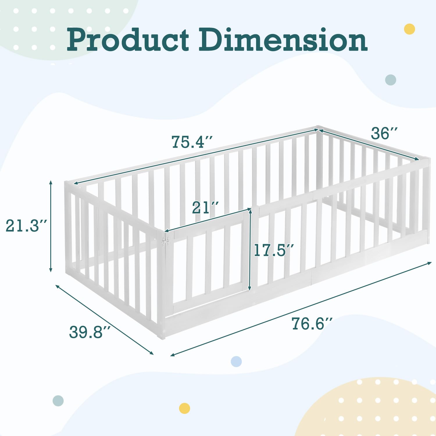Twin Montessori Floor Bed with Safety Guardrails