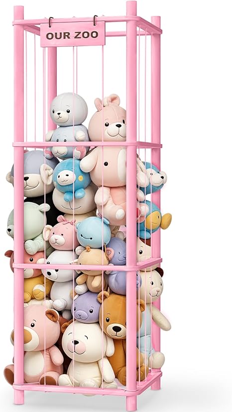 Stuffed Animal Storage & Organizer, Wooden Cute Zoo Toy Holder