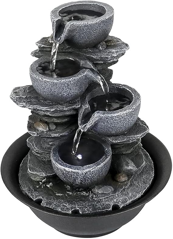 Spinning Orb Rock Cascading Tabletop Fountain, Zen Meditation Indoor