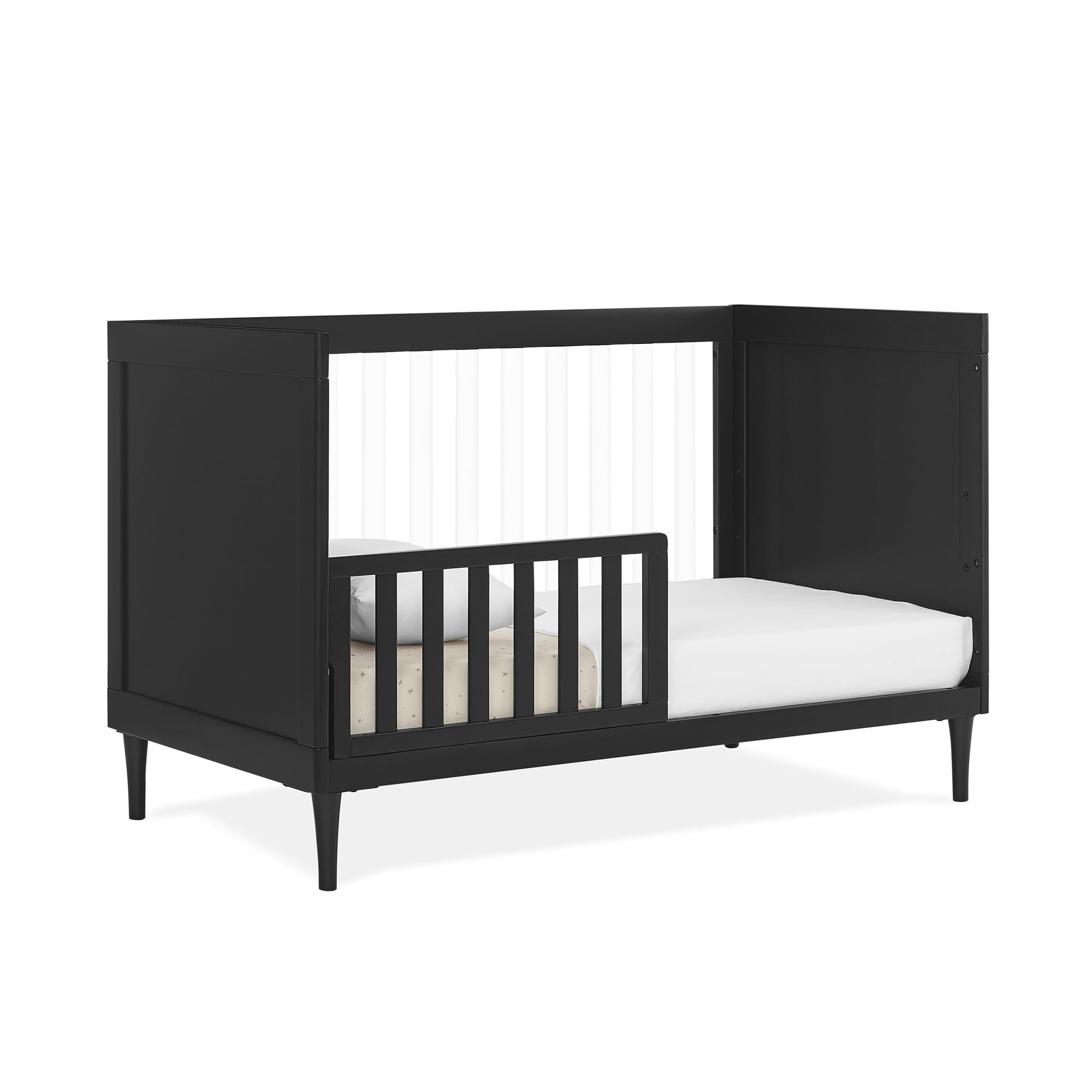 4-in-1 Convertible Acrylic Crib with Adjustable Mattress Heights