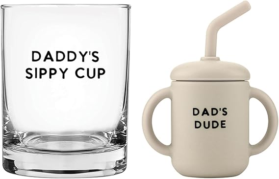 Daddy & Me Gifts - Gift Boxed Whiskey Glass & Sippy Cup Drinkware Set