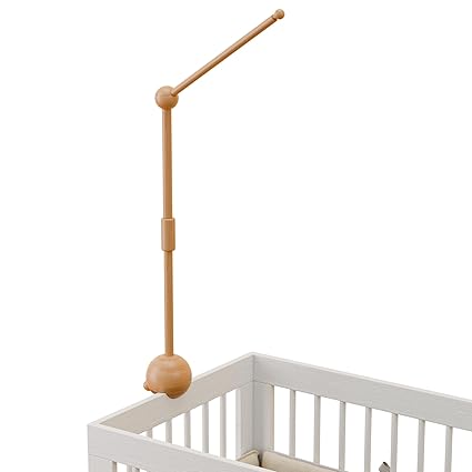 Crib Mobile Arm with Music Box,32.5 Inch Crib Mobile Stand,Wooden Mobile Arm for Crib (2 Modes,360°Adjustable,100% Beech Wood) Baby Crib Mobile for Boy and Girl