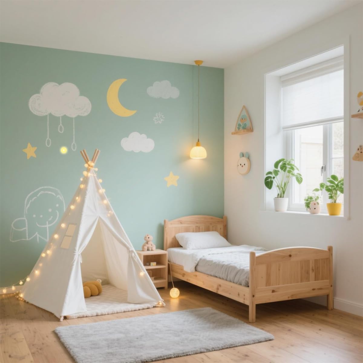 Kids Teepee Tent with String Lights