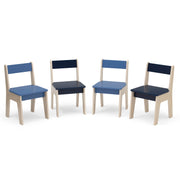 Wooden Round Table & 2 Chair Set with Center Mesh Storage - Pink & White