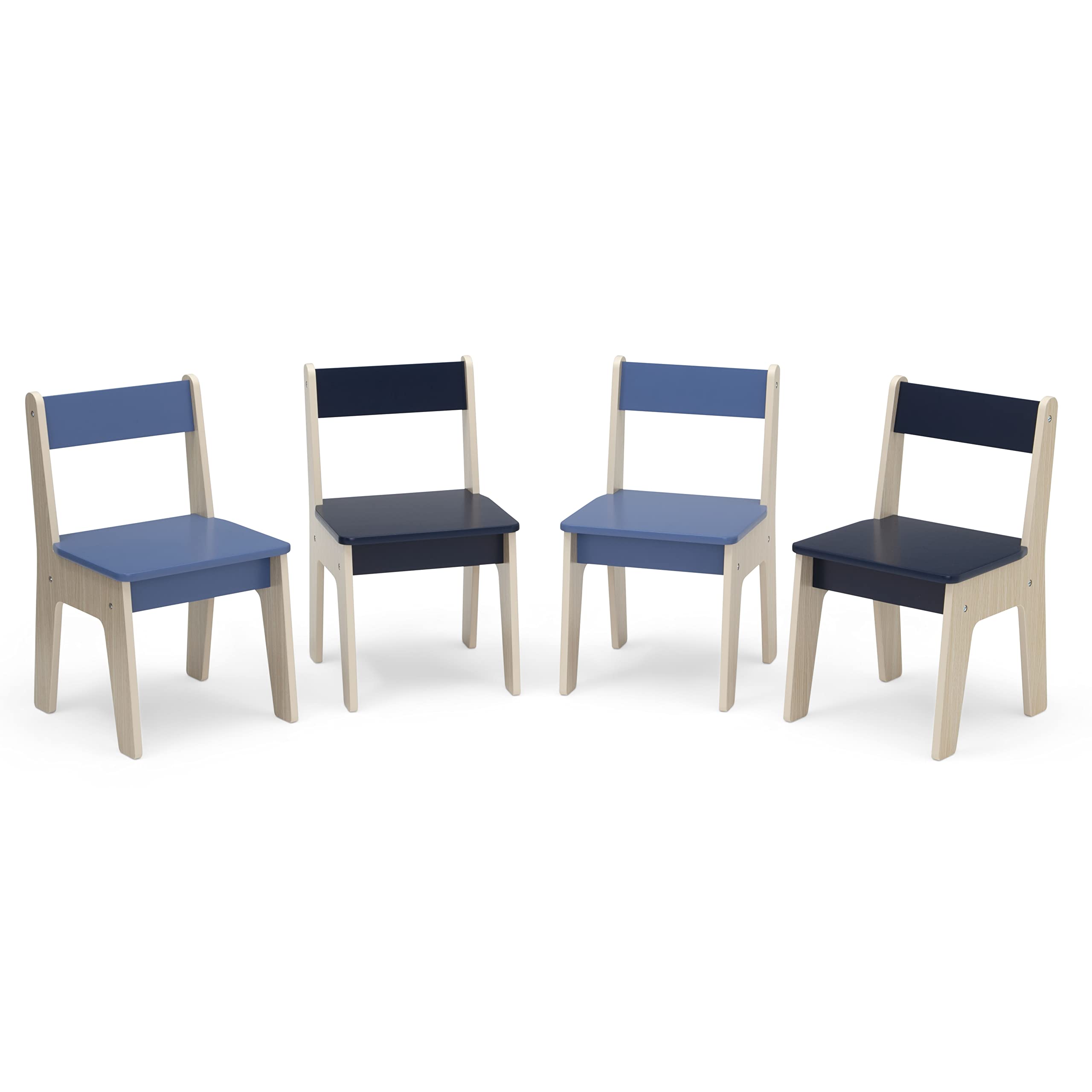 Wooden Round Table & 2 Chair Set with Center Mesh Storage - Pink & White