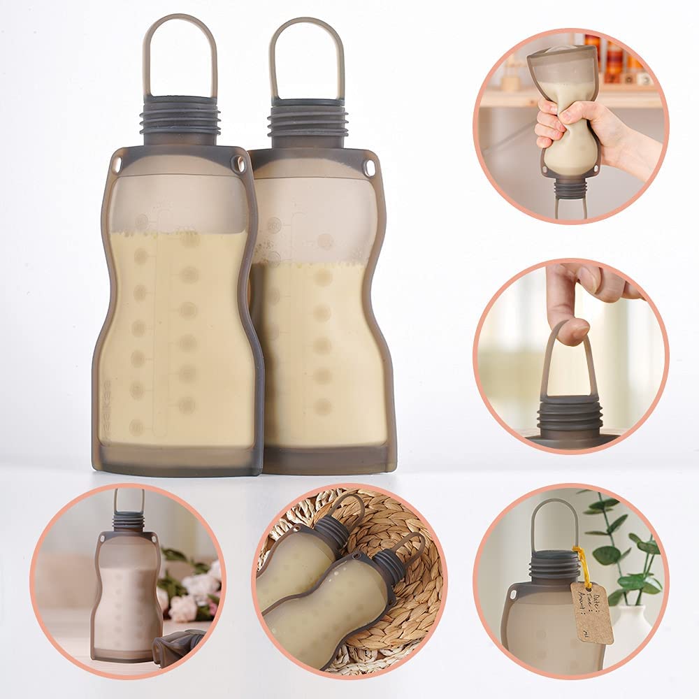 Silicone Breast Milk Storage Bag 9 oz- Reusable Milk Collector Freezer