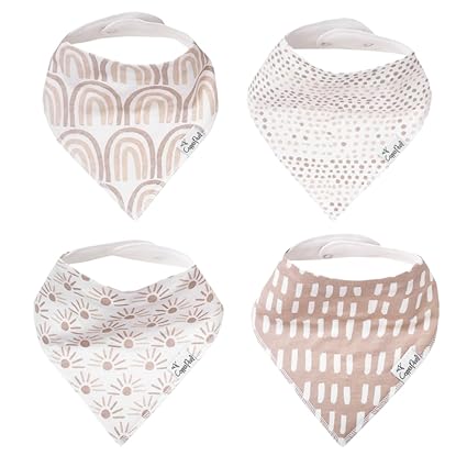 4 Pack Soft Cotton Baby Bibs for Drooling and Teething