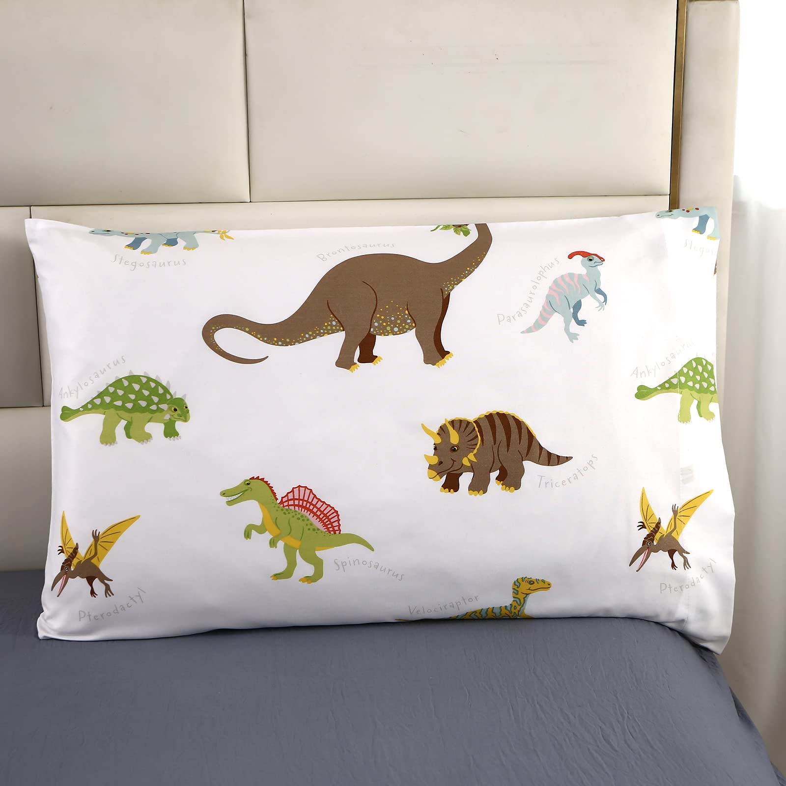 White Dinosaure Standard Pillowcases,Bedding Pillowcases Pack