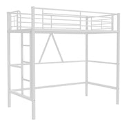 Loft Bed Twin Size, Metal Bedframe with Removable Ladder and Safety Guardrail