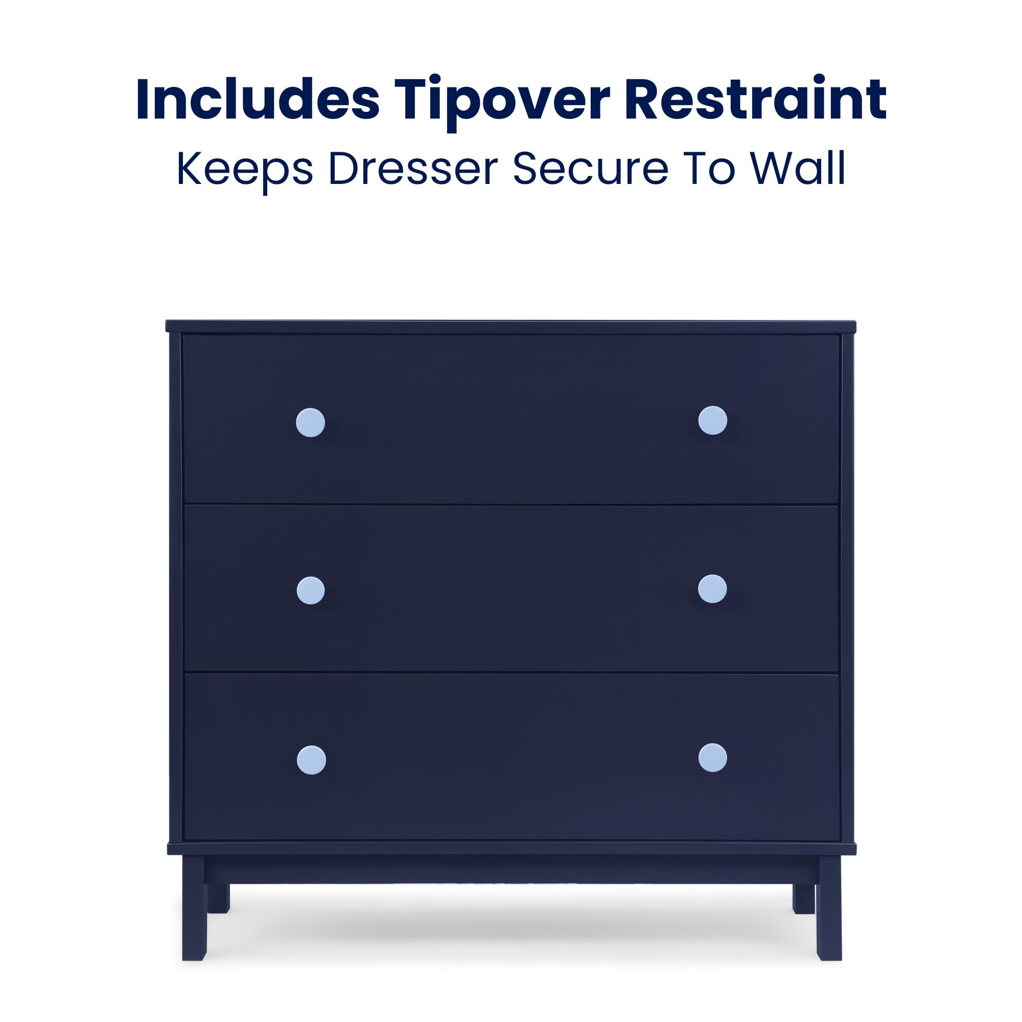 3 Drawer Dresser with Interlocking Drawers for Nursery