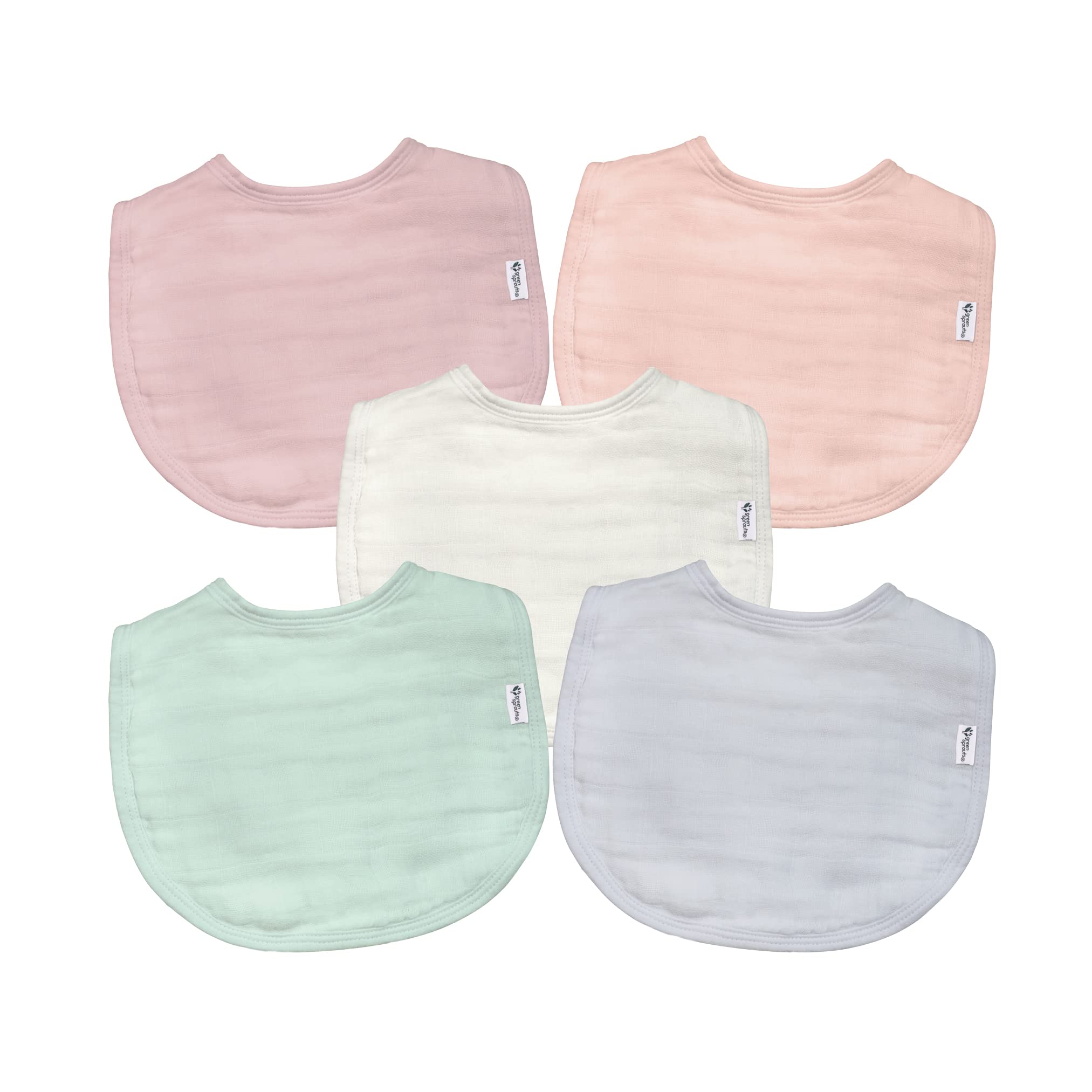 Absorbent Organic Cotton Muslin Bibs, 0-12mo Hypoallergenic