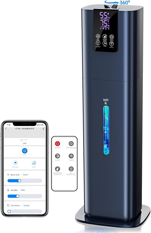 8L Smart Humidifiers for Bedroom Large Room