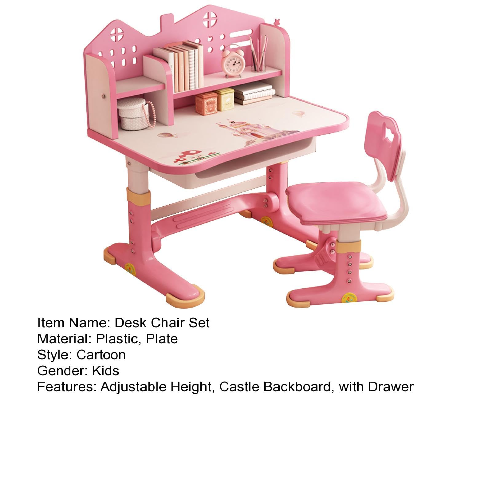 Kids Adjustable Study Desk & Chair Set with Storage