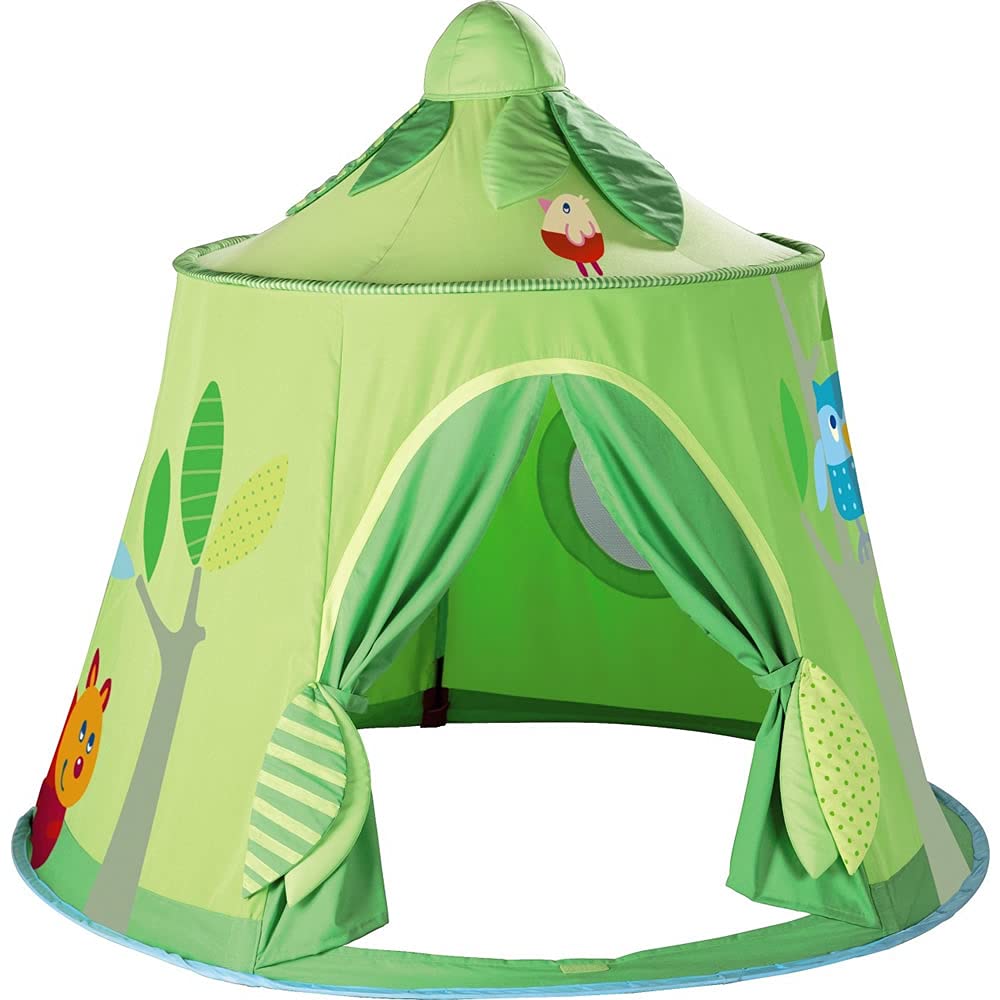 Forest Play Tent - Free-Standing Fabric Hut with Mesh Window and Door