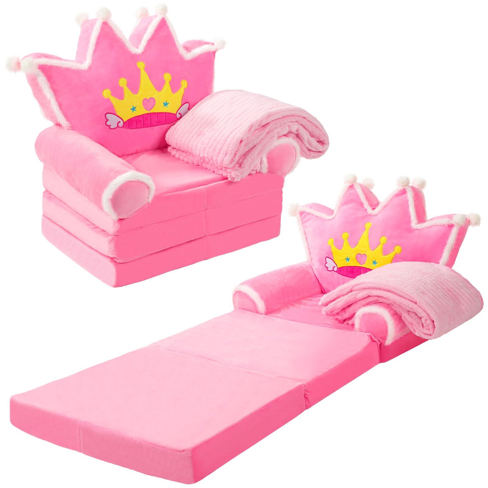 2-in-1 Convertible Toddler Couch with Blanket